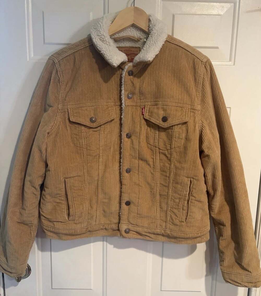 Levi’s Corduroy Jacket Men’s Large Tan Faux Sherpa Lined
